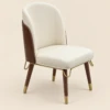 Woody Dining Chair | Creamy White PU Leather & Solid Wood
