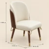 Woody Dining Chair | Creamy White PU Leather & Solid Wood