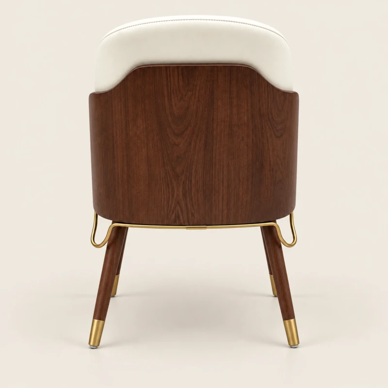 Woody Dining Chair | Creamy White PU Leather & Solid Wood