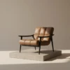 Berlin Brown Armchair with PU Leather Ash Wood