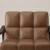 Berlin Brown Armchair with PU Leather Ash Wood