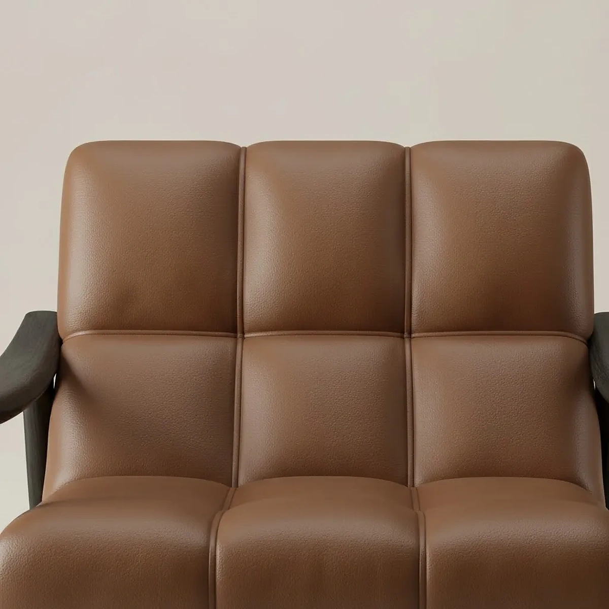 Berlin Brown Armchair with PU Leather Ash Wood