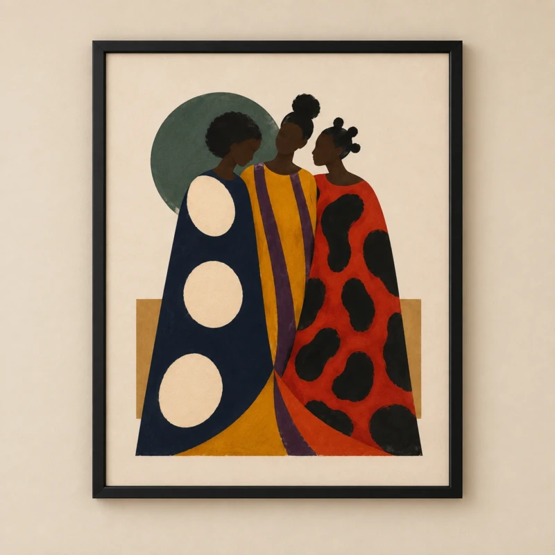 Three Friends Wall Art | Abstract Women Portrait Print