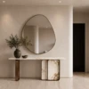 LATTE BROWN SINTERED STONE & STAINLESS STEEL CONSOLE TABLE - luxury furniture Dubai UAE