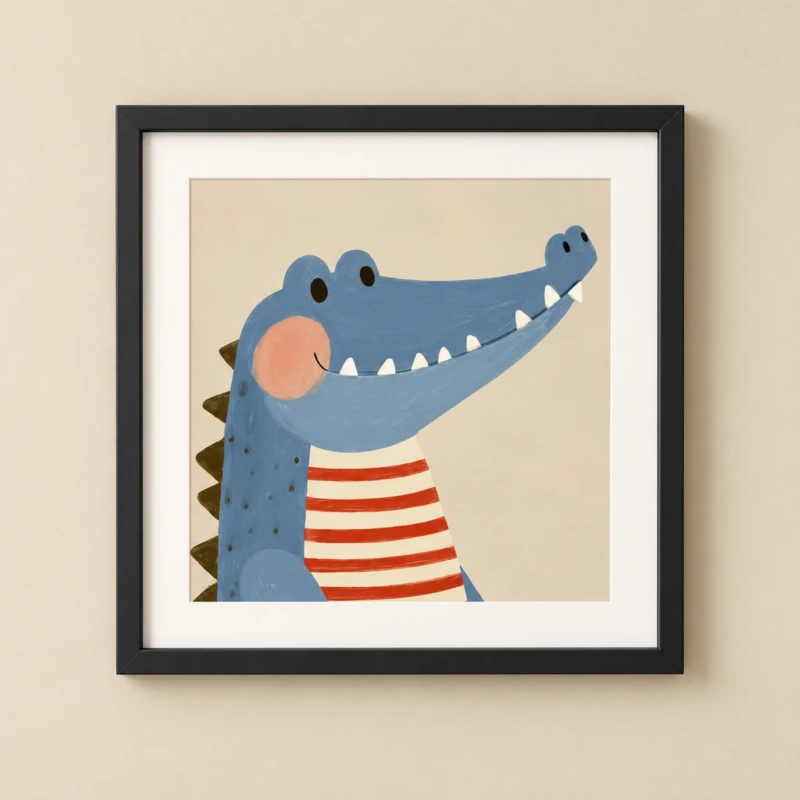 Little Crocodile Wall Art | Cute Nursery and Kids Room Print