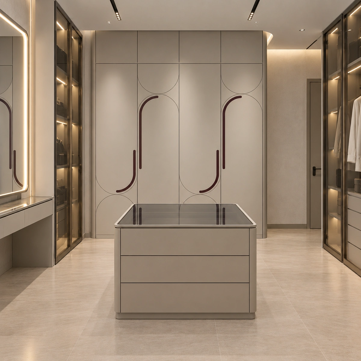 Tall fitted wardrobes with vanity