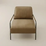 Karin Brown Velvet Armchair with Metal Frame