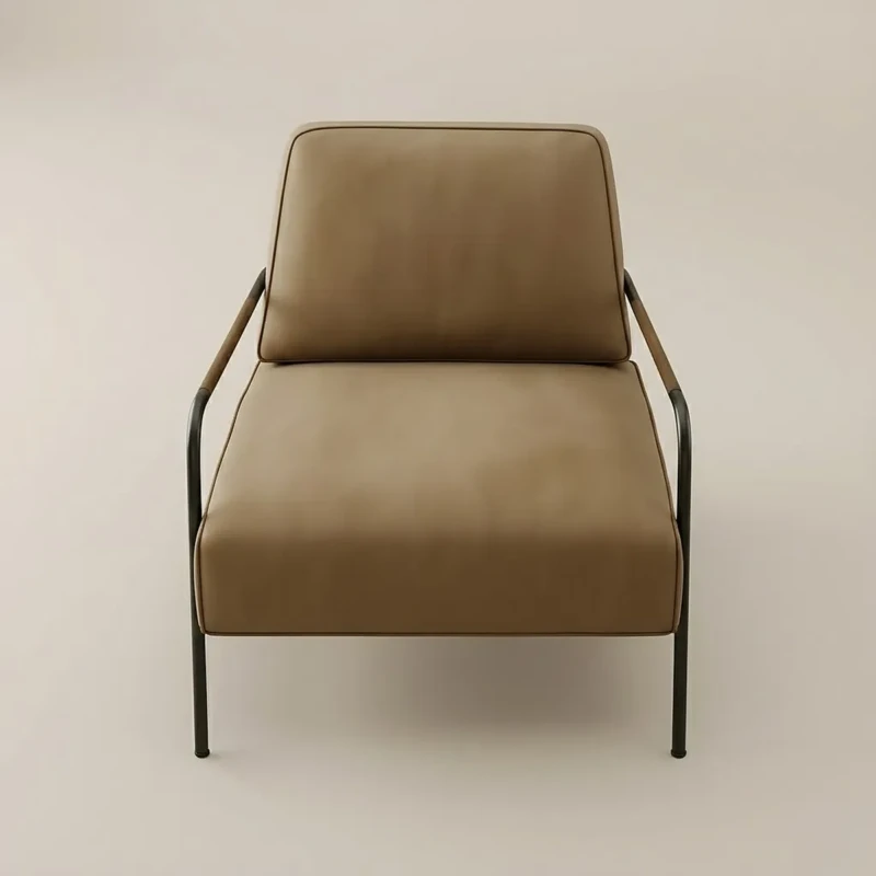 Karin Brown Velvet Armchair with Metal Frame | Majestic Home
