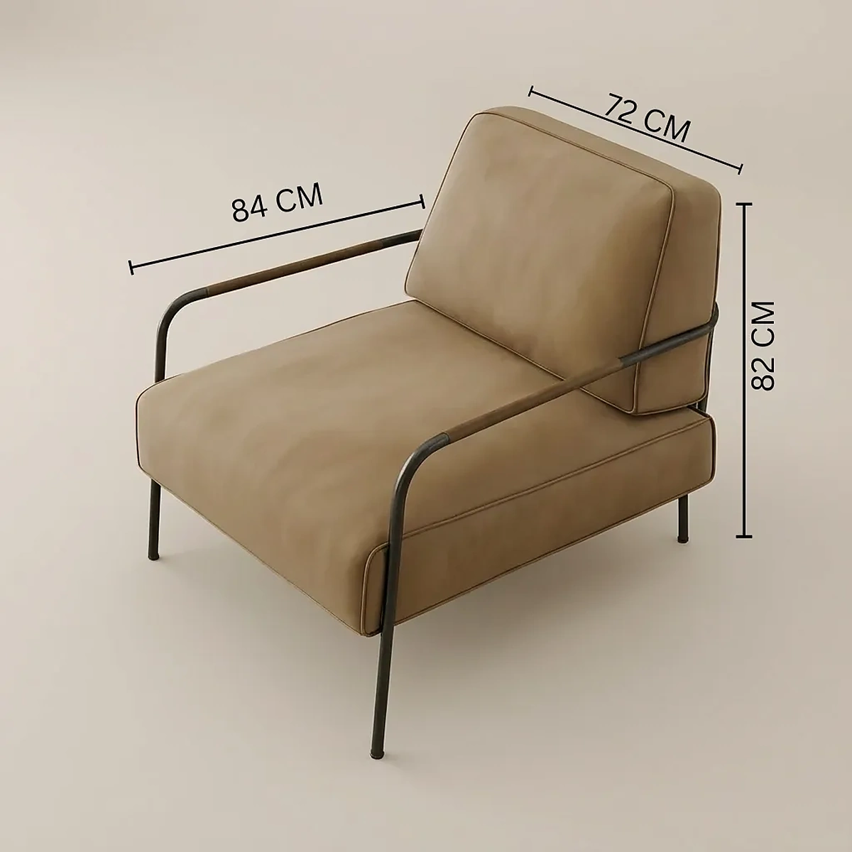 Karin Brown Velvet Armchair with Metal Frame | Majestic Home