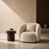 Livia Beige Boucle Arm Chair | Majestic Home UAE