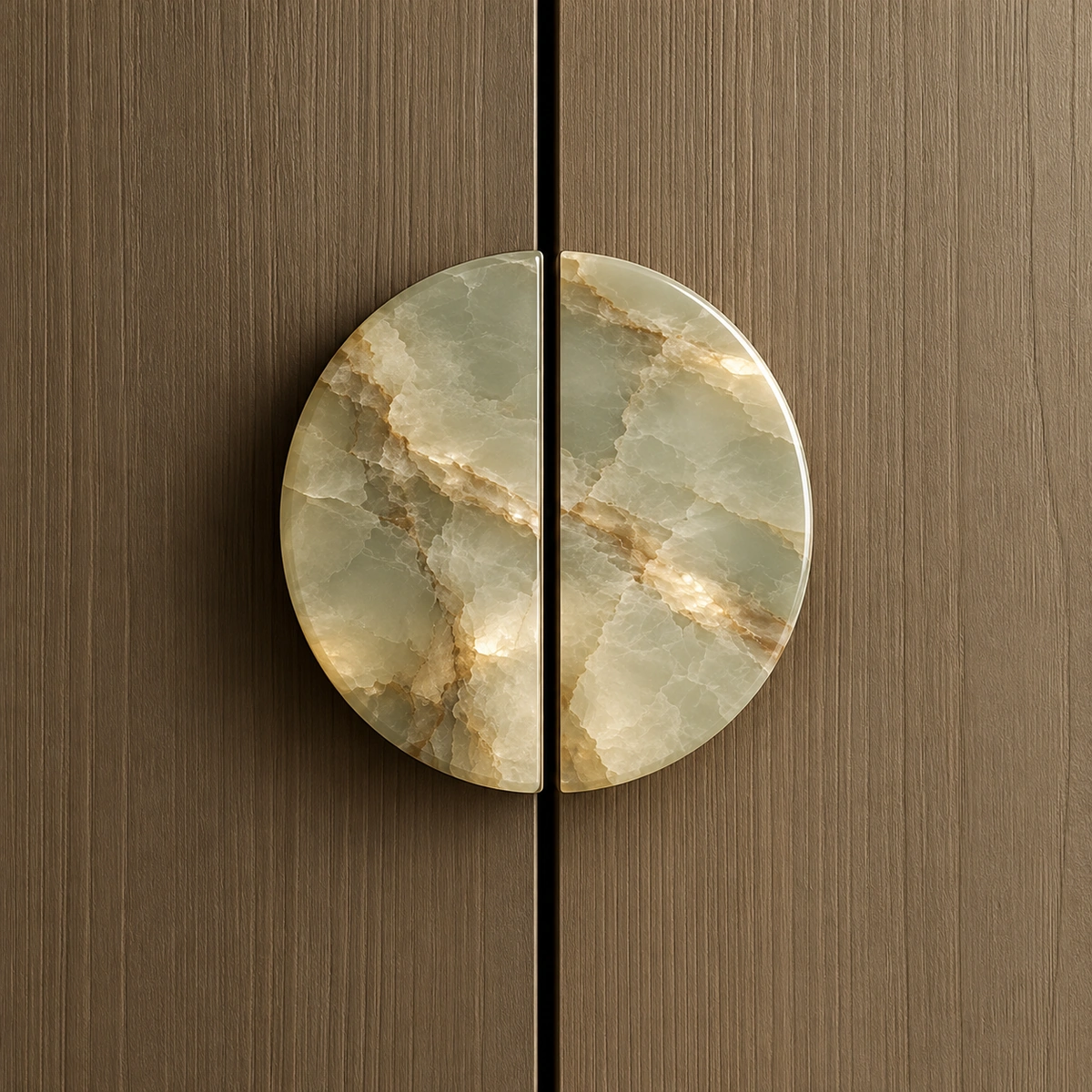 Walk-in dressing room with marble counters