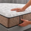 DIORA Mattress | White Geometric Quilting & Taupe-Brown Sides - luxury furniture Dubai UAE