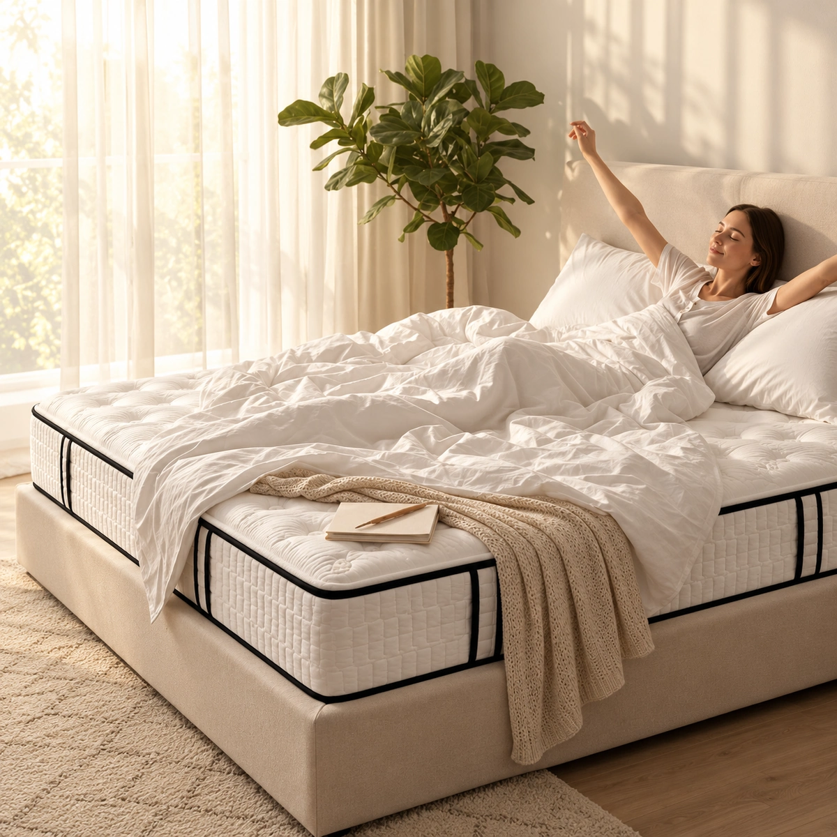 ELSE Mattress | White Quilted Design with Black Piping