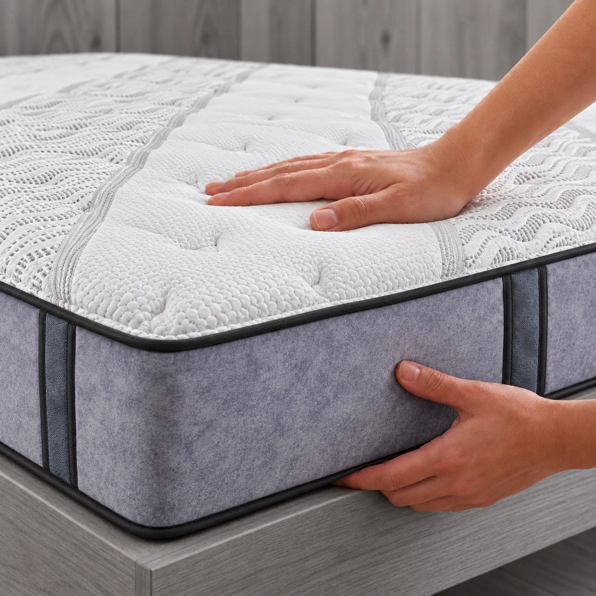 ADLY Mattress UAE | White Quilted Top & Lavender-Gray Sides