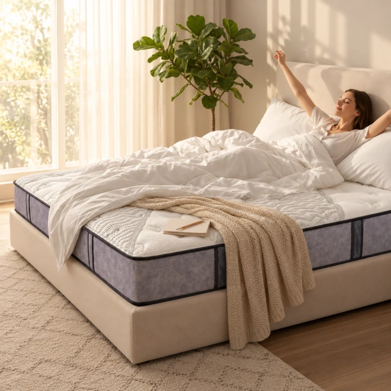 ADLY Mattress UAE | White Quilted Top & Lavender-Gray Sides