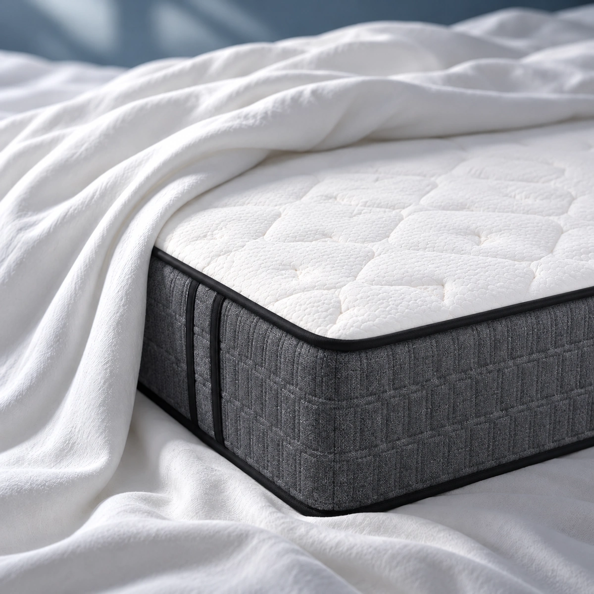 ANORA Mattress UAE | White Top & Charcoal Quilted Sides