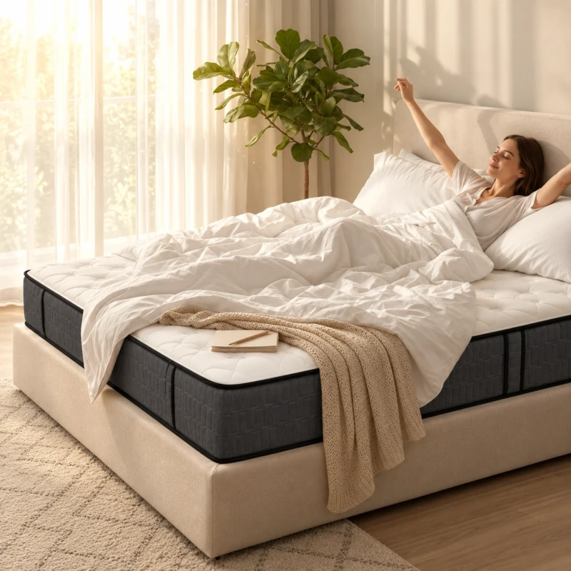 ANORA Mattress UAE | White Top & Charcoal Quilted Sides
