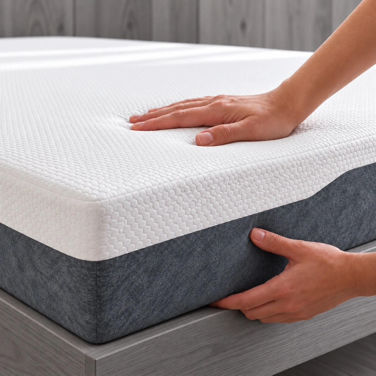CESLY Mattress UAE | White Top & Slate-Gray Panel Design