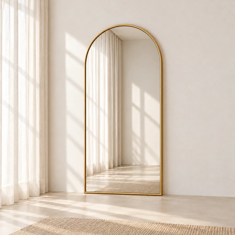 LIZA Mirror | Slim Gold-Tone Arched Mirror