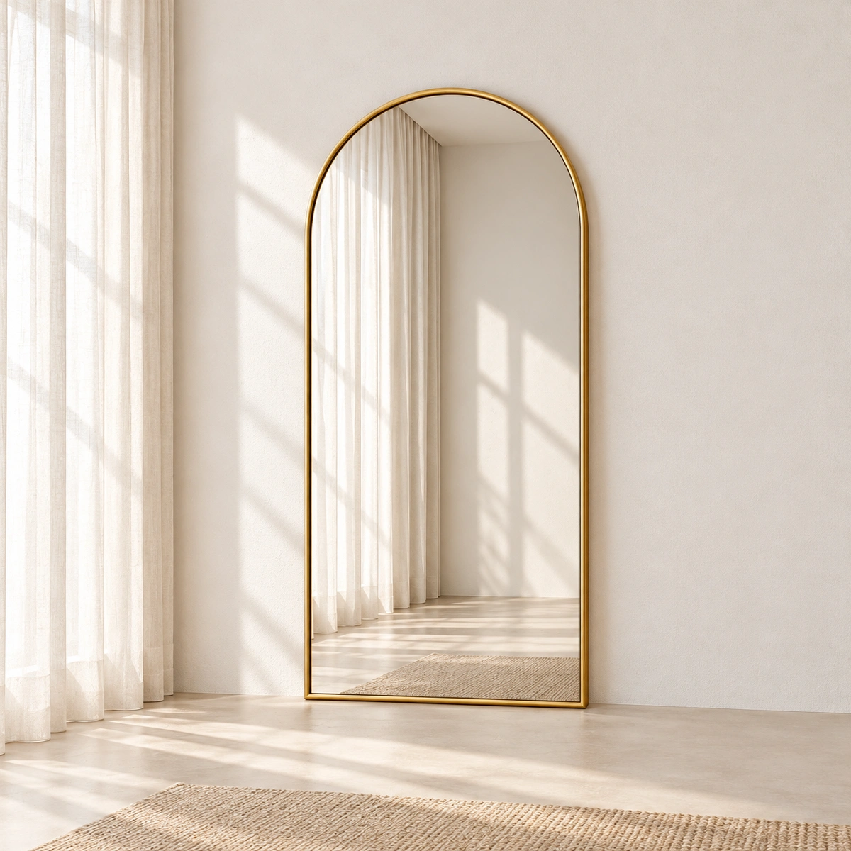 LIZA Mirror | Slim Gold-Tone Arched Mirror - luxury furniture Dubai UAE