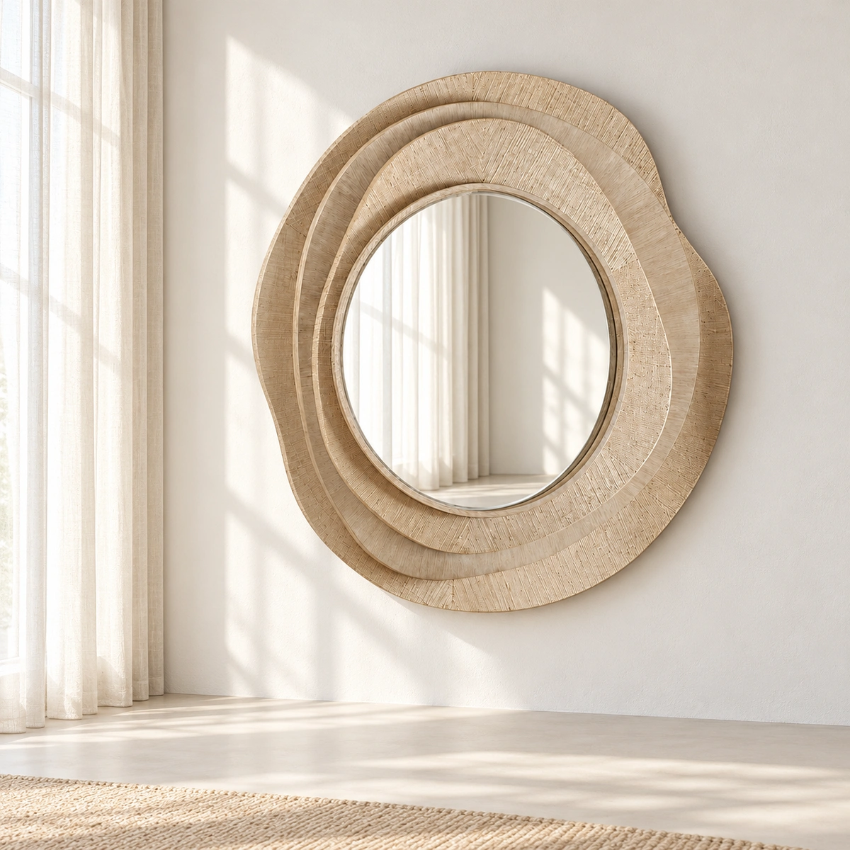 TRIO Mirror | Layered Beige Organic Frame - luxury furniture Dubai UAE