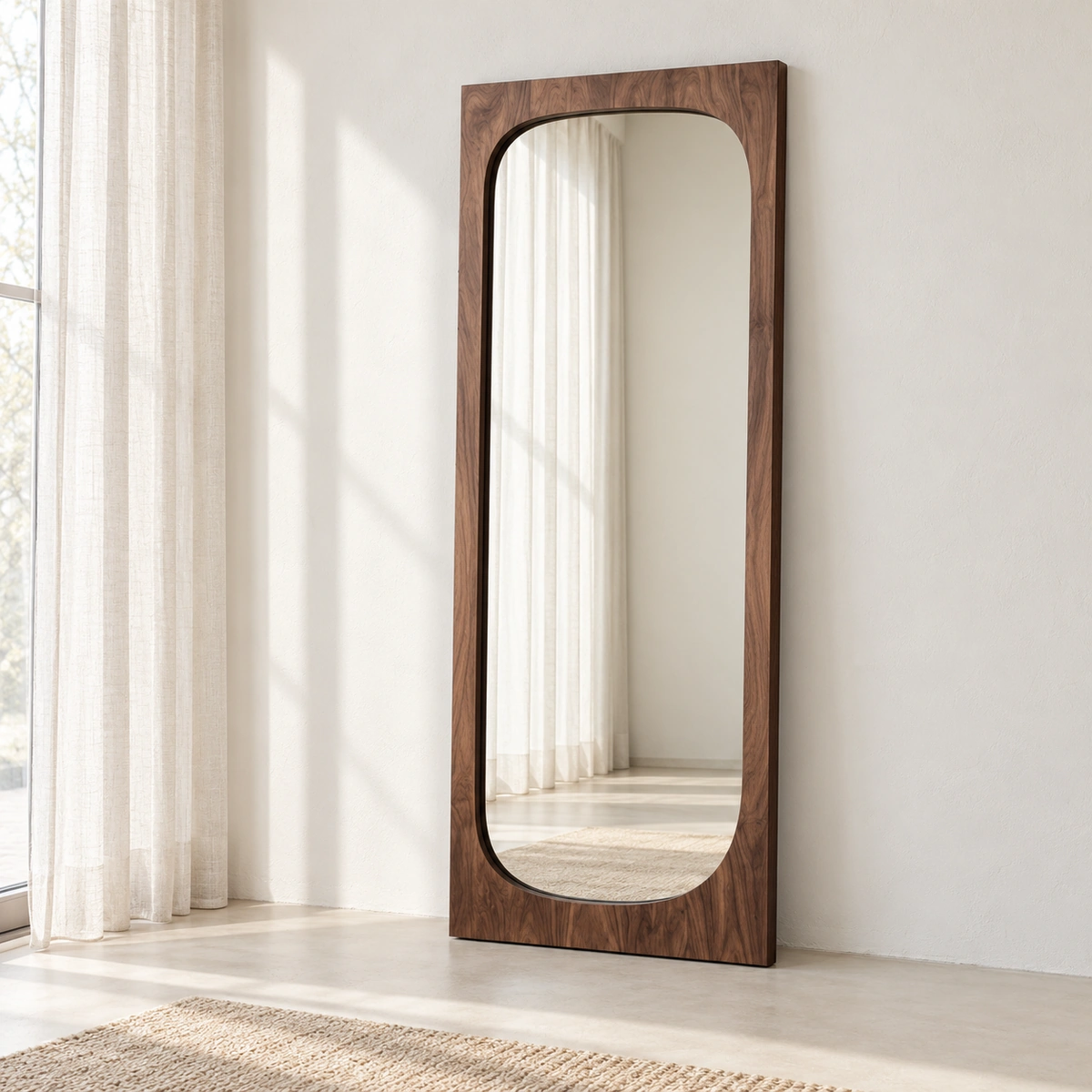 CERINA Mirror | Warm Brown Wood-Look Rectangular Frame - luxury furniture Dubai UAE