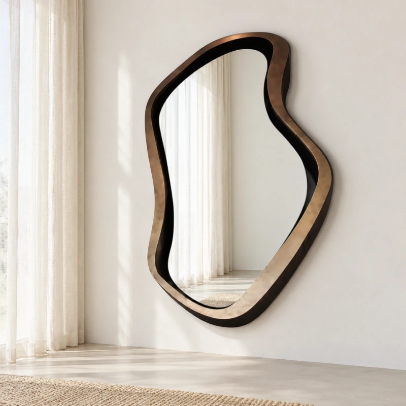 AURI Mirror | Bronze-Toned Frame with a Flowing Asymmetric Shape