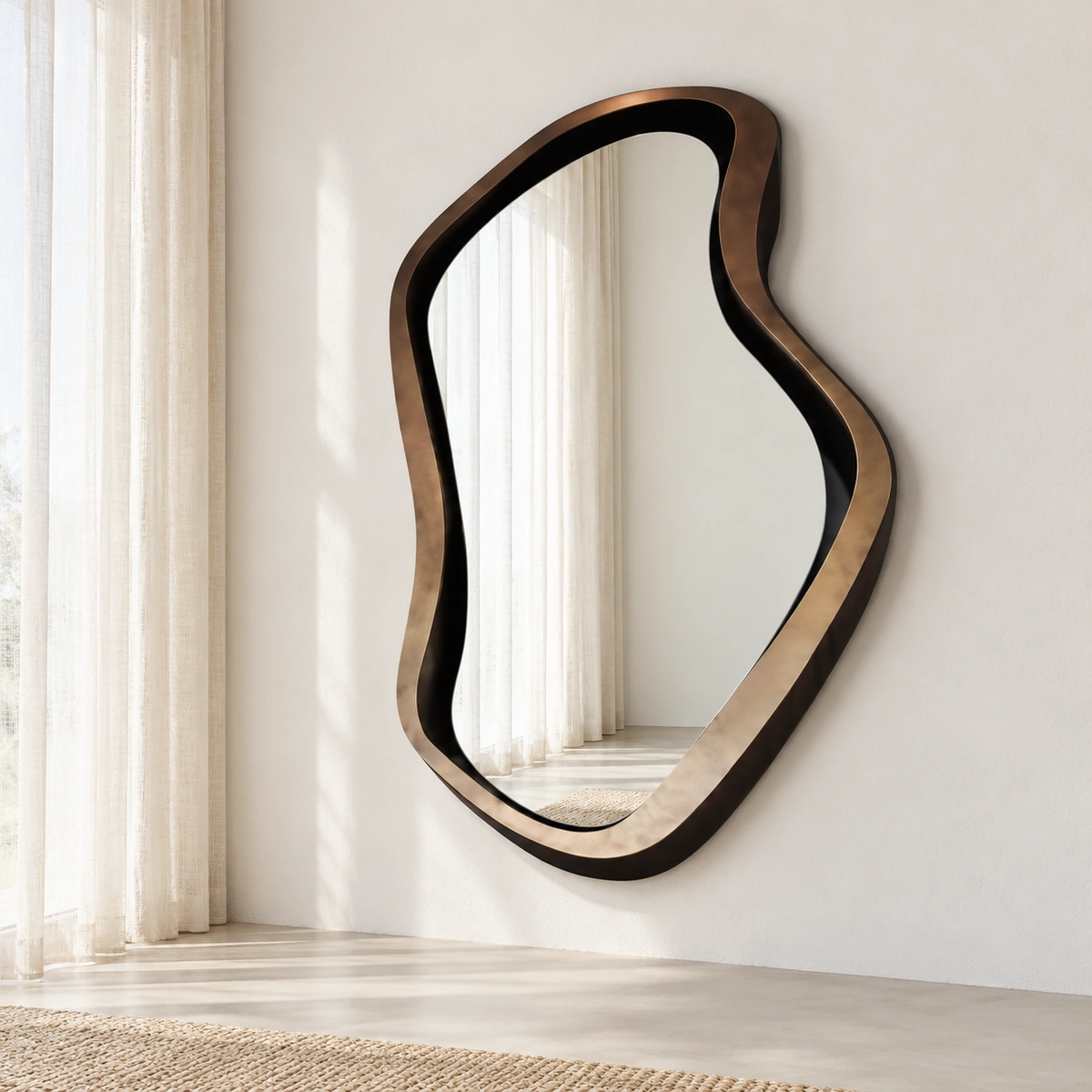 AURI Mirror | Bronze-Toned Frame with a Flowing Asymmetric Shape