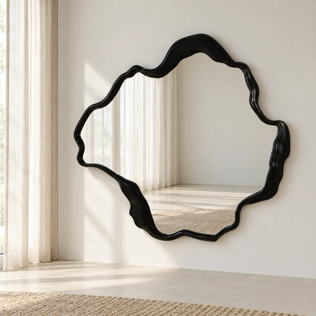 LUCE Mirror | Sculptural Black Frame with an Organic Wavy Outline