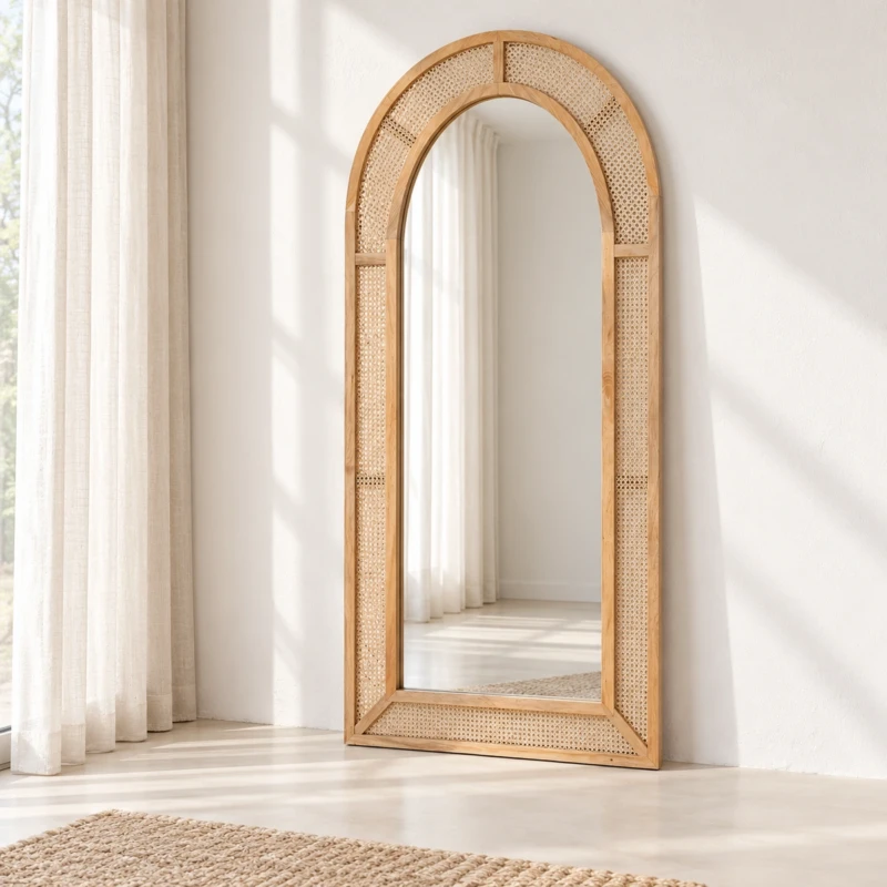 ELVIA Mirror | Arched Frame with Woven-Look Detailing