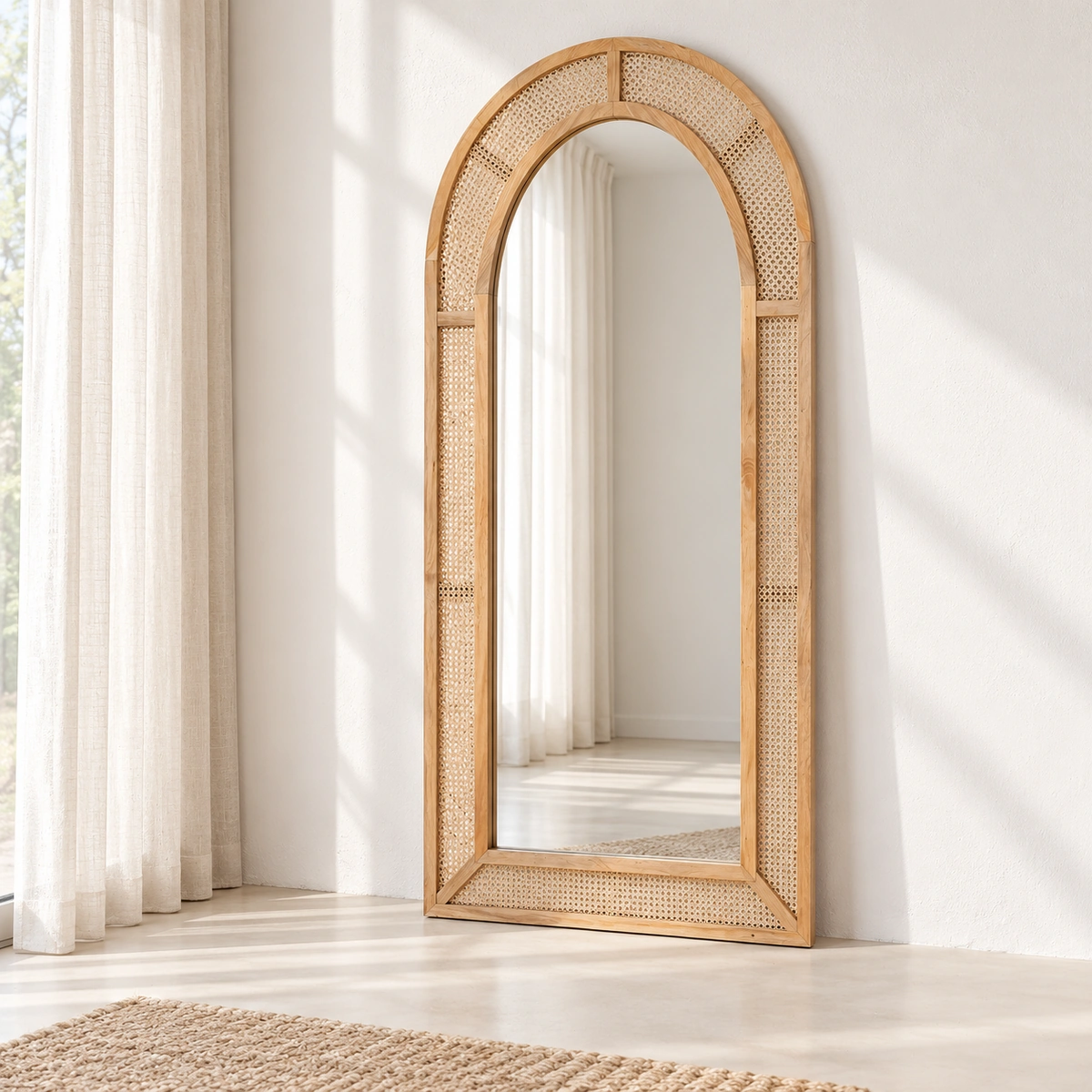 ELVIA Mirror | Arched Frame with Woven-Look Detailing - luxury furniture Dubai UAE
