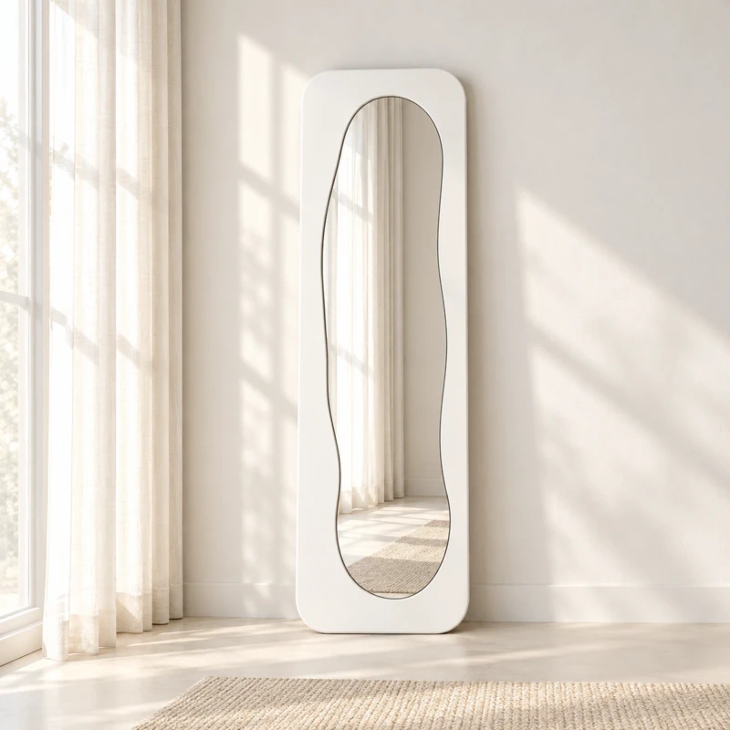 LINA Mirror | Ivory Rounded Rectangular Mirror with an Organic Opening