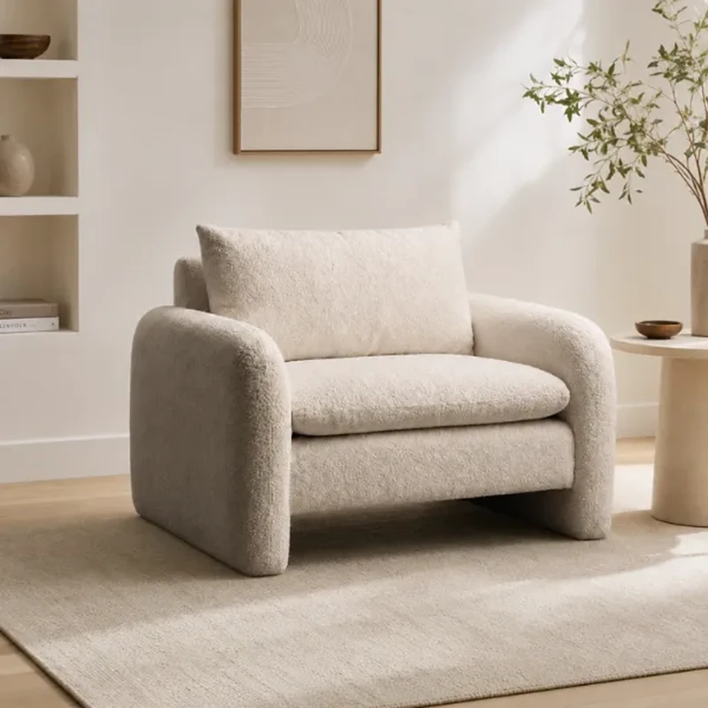 Zaira Beige Boucle Arm Chair | Majestic Home UAE